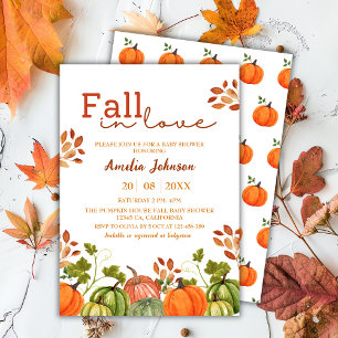 Fall in love pumpkin floral fall Baby shower Invitation