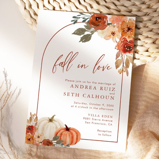 Fall In Love Pumpkin Floral Terracotta Wedding Save The Date (Creator Uploaded)