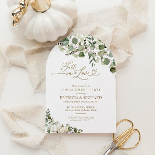 Fall In Love Pumpkin Greenery Engagement Party Invitation