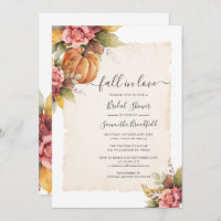 Fall in Love Pumpkin Pink Floral Bridal Shower