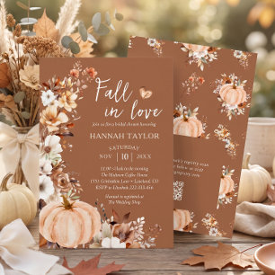 Fall in Love Pumpkin QR Code Bridal Shower Invitation
