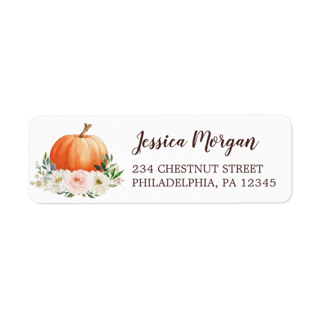 Fall in Love Pumpkin Return Address Label (Front)