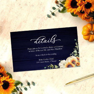 Fall in Love Pumpkin Sunflower Wedding Details Enclosure Card