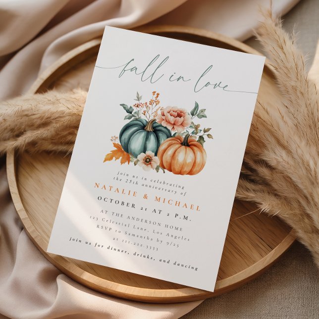 Fall in Love Pumpkin Wedding Anniversary Invitation (Creator Uploaded)