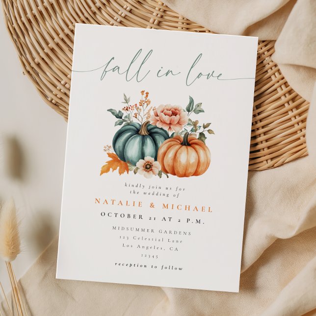 Fall in Love Pumpkin Wedding Invitation (Creator Uploaded)