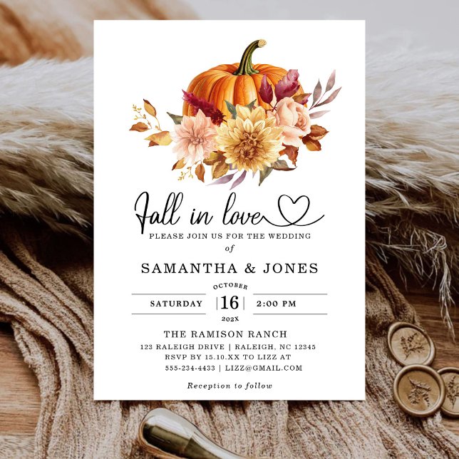 Fall in Love Pumpkin  Wedding Invitation (Creator Uploaded)