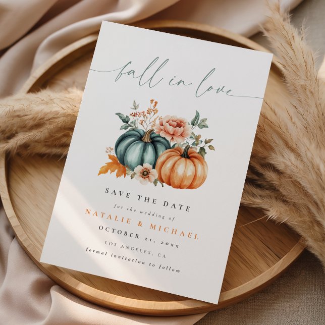 Fall in Love Pumpkin Wedding Save The Date (Creator Uploaded)