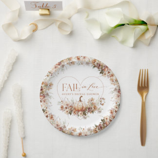 Fall in love Pumpkin Wildflower Bridal Shower Paper Plate
