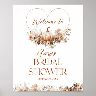 Fall in love Pumpkin Wildflower Bridal Shower  Poster
