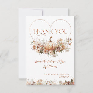 Fall in love Pumpkin Wildflower Bridal Shower Thank You Card
