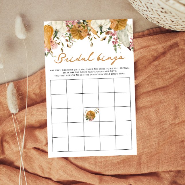 Fall in Love Pumpkin with Floral Bridal Bingo Game (Creator Uploaded)
