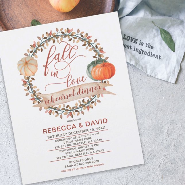 Fall in love pumpkins fall Rehearsal Dinner Invitation (Creator Uploaded)