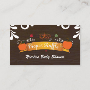 Fall in Love Pumpkins Leaves & Wood Diaper Raffle Enclosure Card