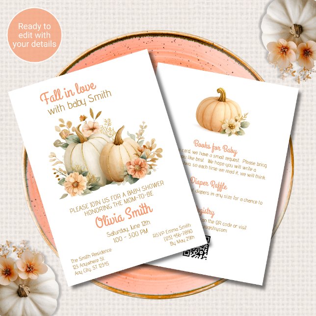 Fall in Love Pumpkins Shower Invitation All in One (Creator Uploaded)