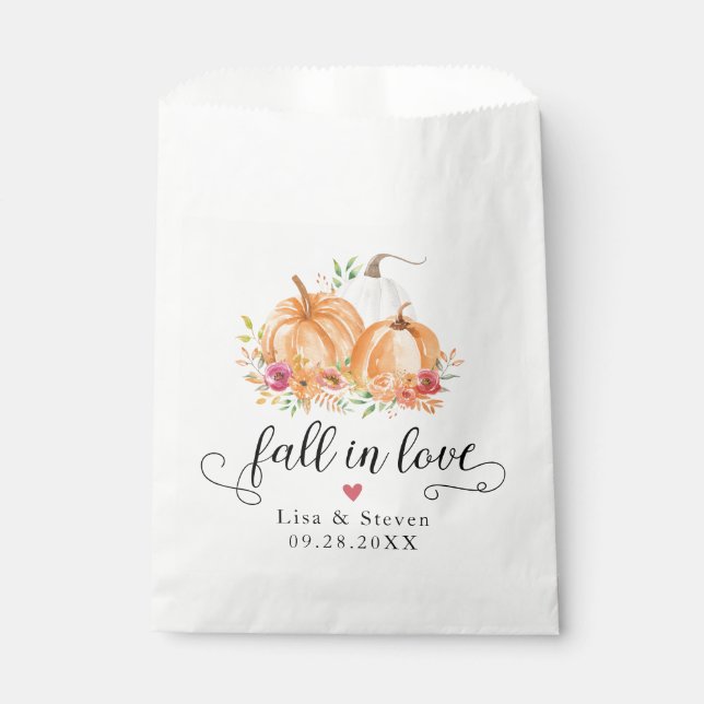 Fall In Love Pumpkins Wedding Favour Bags (Front)