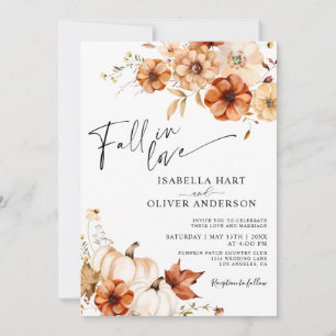Fall In Love Rust Cream Pumpkin Wedding invitation
