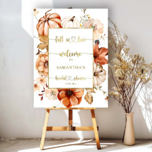 Fall in Love Rust Gold Bridal Shower Welcome Sign