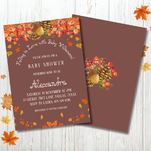 Fall in Love Rustic Autumn Baby Shower  Invitation