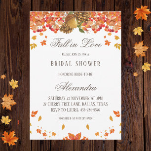 Fall in Love Rustic Autumn Bridal Shower Invitation
