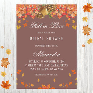 Fall in Love Rustic Autumn Bridal Shower  Invitation