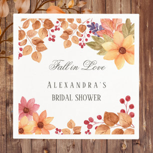 Fall in Love Rustic Autumn Bridal Shower Napkin