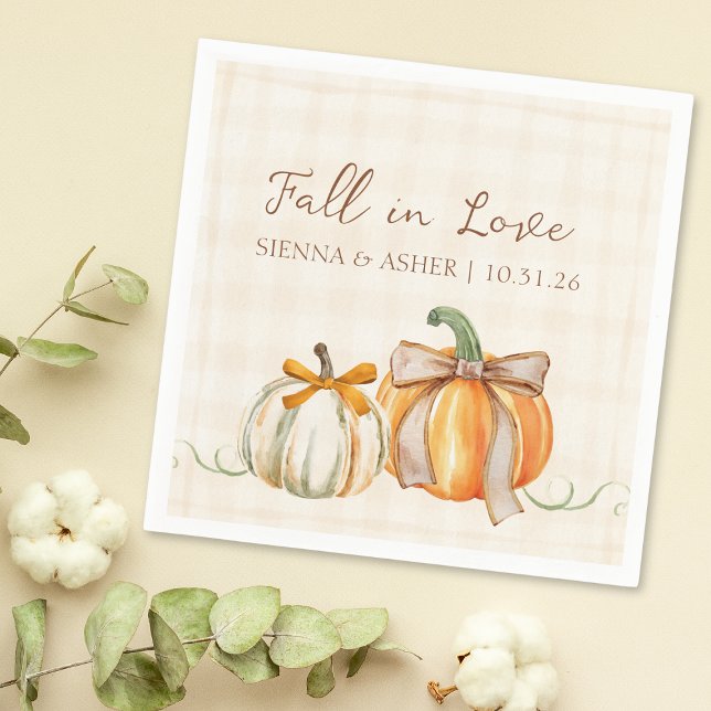 "Fall in Love" Rustic Autumn Engagement & Wedding Napkin (Creator Uploaded)