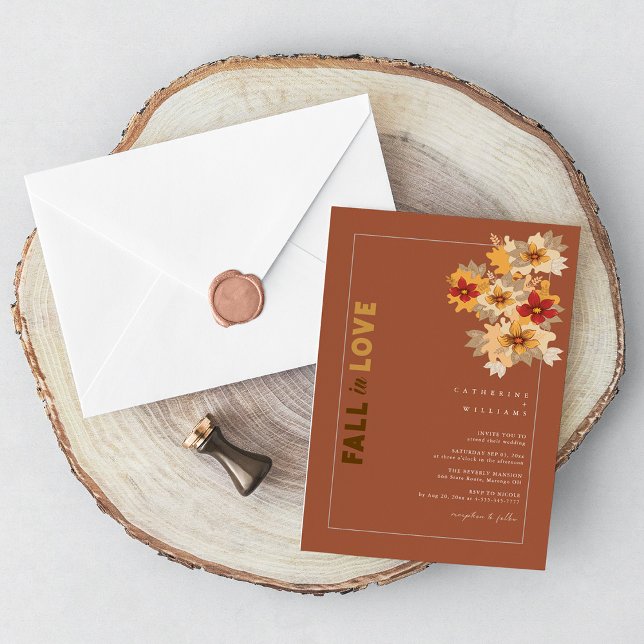 Fall in Love Rustic Autumn Floral Wedding Invitation (Fall in Love Rustic Autumn Floral Wedding Invitation)