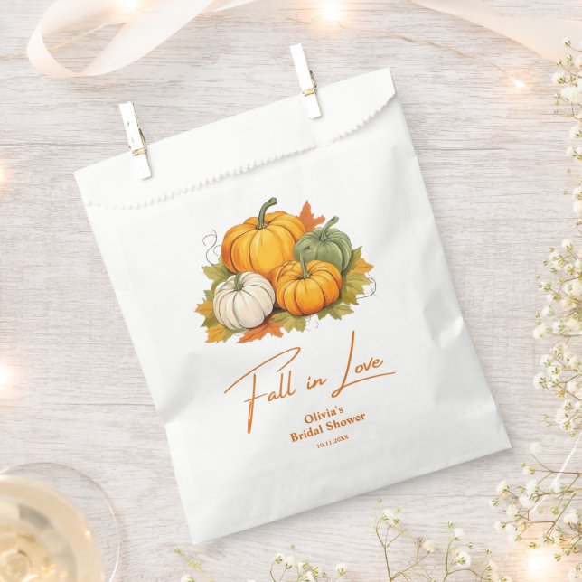Fall in Love Rustic Autumn Pumpkin Bridal Shower  Favour Bags (Clipped)