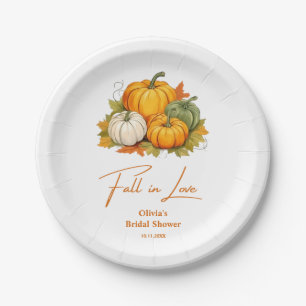 Fall in Love Rustic Autumn Pumpkin Bridal Shower  Paper Plate