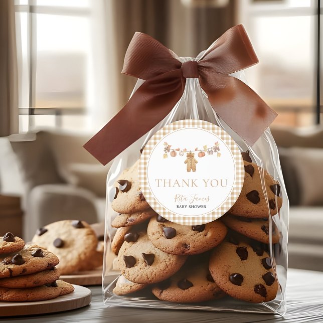 Fall in Love Rustic Baby Clothesline Baby Shower  Classic Round Sticker (Creator Uploaded)