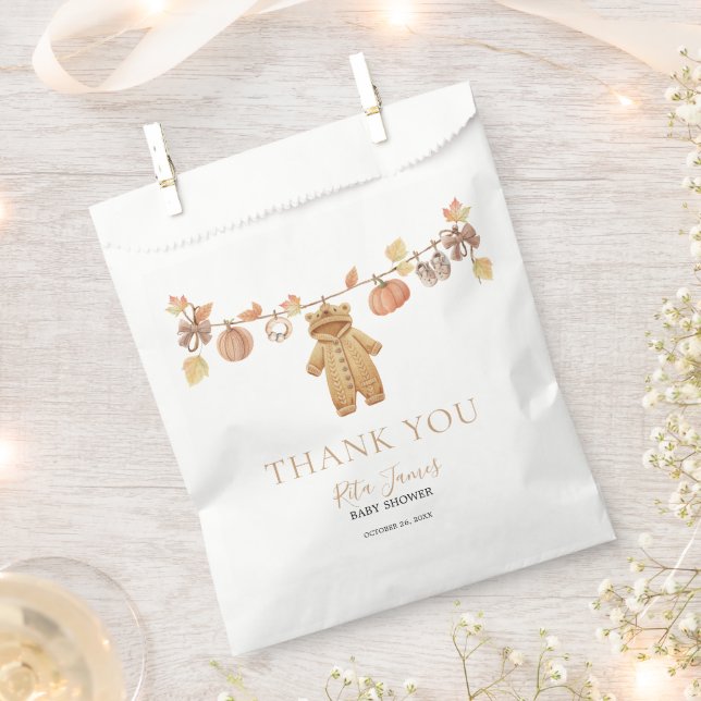 Fall in Love Rustic Baby Clothesline Baby Shower  Favour Bags (Clipped)