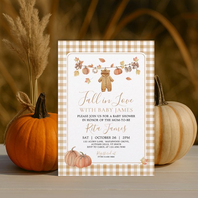 Fall in Love Rustic Baby Clothesline Baby Shower Invitation (Creator Uploaded)