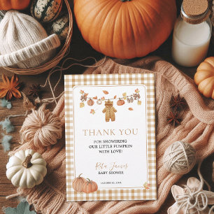 Fall in Love Rustic Baby Clothesline Baby Shower Thank You Card