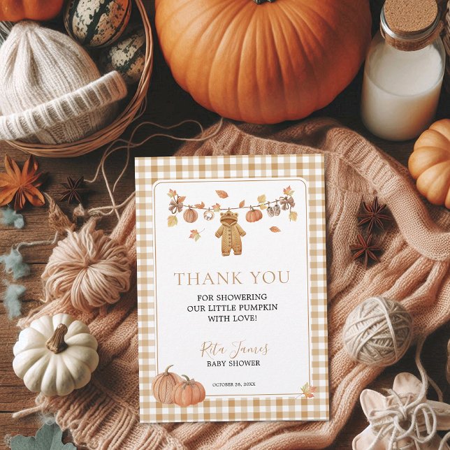 Fall in Love Rustic Baby Clothesline Baby Shower Thank You Card (Creator Uploaded)