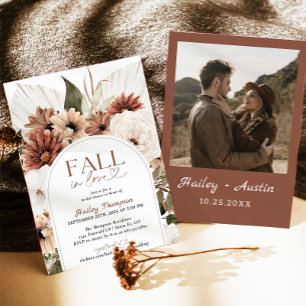 Fall In Love Rustic Boho Bridal Shower Terracotta Invitation