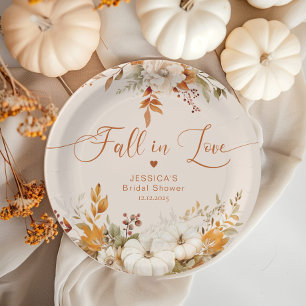Fall in love rustic bridal shower  paper plate