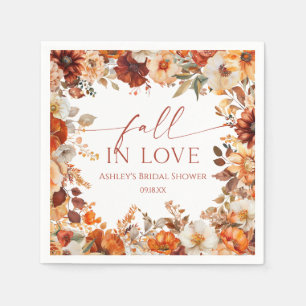 Fall In Love Rustic Burgundy Floral Bridal Shower Napkin