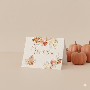 Fall In Love Rustic Elegant Bridal Shower Thank You Card