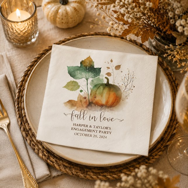 Fall In Love Rustic Elegant Pumpkin Napkin (Creator Uploaded)