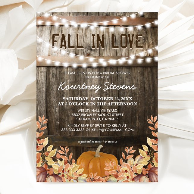 Fall in Love Rustic Fall Bridal Shower Invitation (Creator Uploaded)