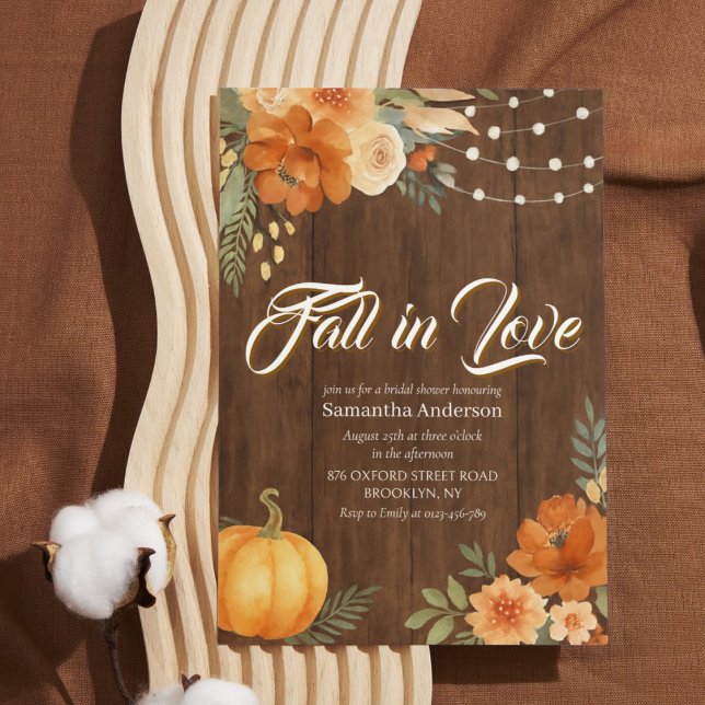 Fall in Love Rustic Fall Bridal Shower Invitation (Creator Uploaded)