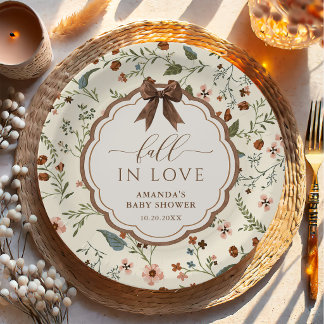 Fall in Love Rustic Floral Baby Shower Paper Plate