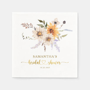 Fall in Love Rustic Gold Sunflowers Bridal Shower  Napkin