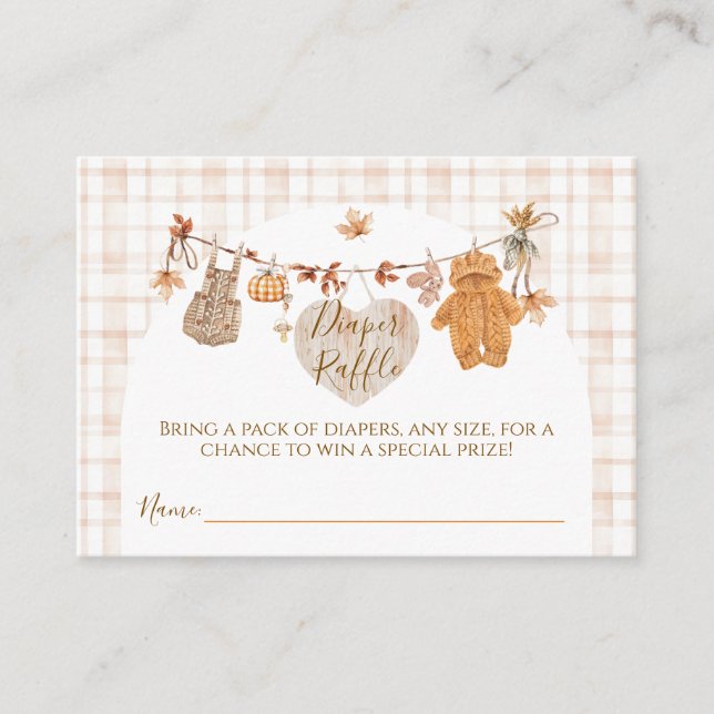 Fall in Love Rustic Modern Baby Shower Diaper Enclosure Card (Front)