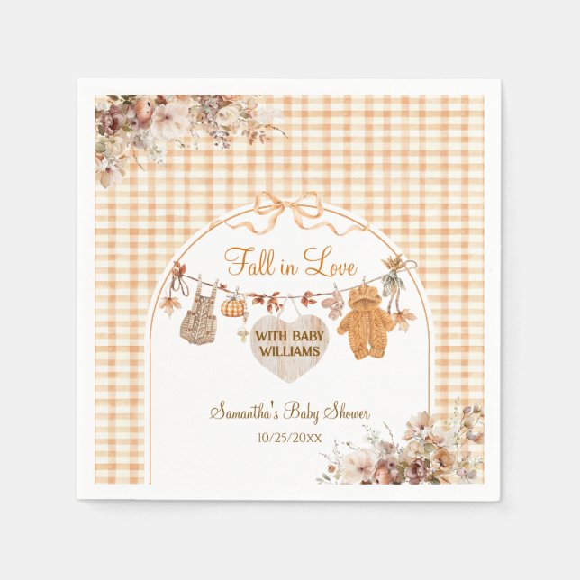 Fall in Love Rustic Modern Fall Baby Shower Napkin (Front)