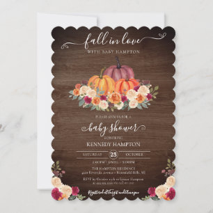 Fall in Love - Rustic Pumpkin Autumn Baby Shower I Invitation