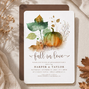 Fall In Love Rustic Pumpkin Engagement Party Invitation