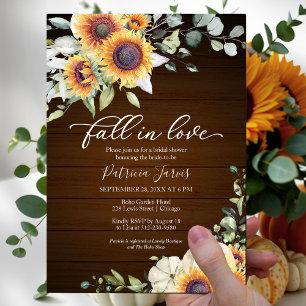 Fall in Love Rustic Pumpkin Sunflower Wedding Invitation