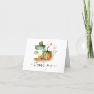Fall In Love Rustic Pumpkin Thank You Card