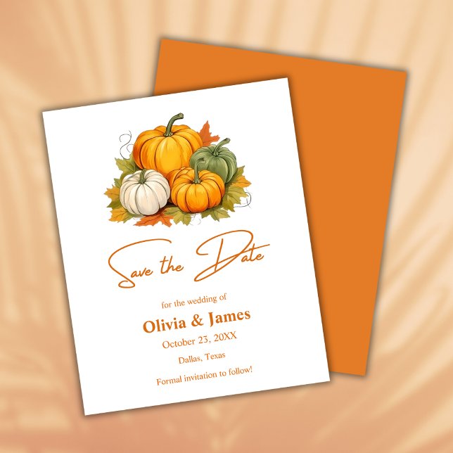 Fall in Love Rustic Pumpkin Wedding Save the Date (Fall in Love Autumn Rustic Pumpkin Wedding Save the Date Card )